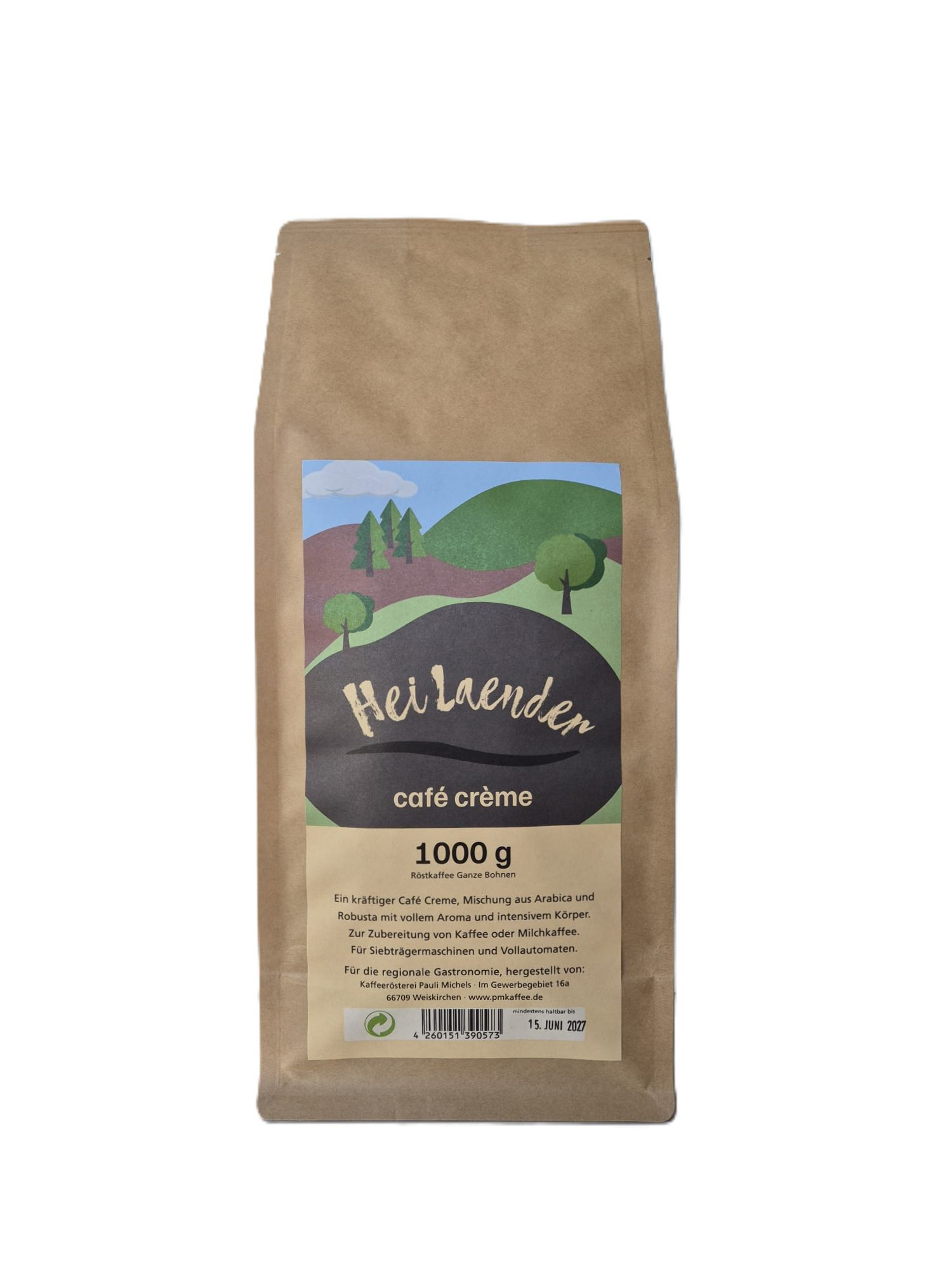 Hei Laender Café Crème 1 kg - Ganze Bohne 